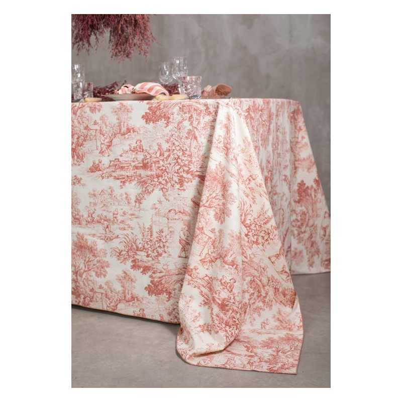 TOVAGLIA Toile de jouy 220x220 col. ROSSA
