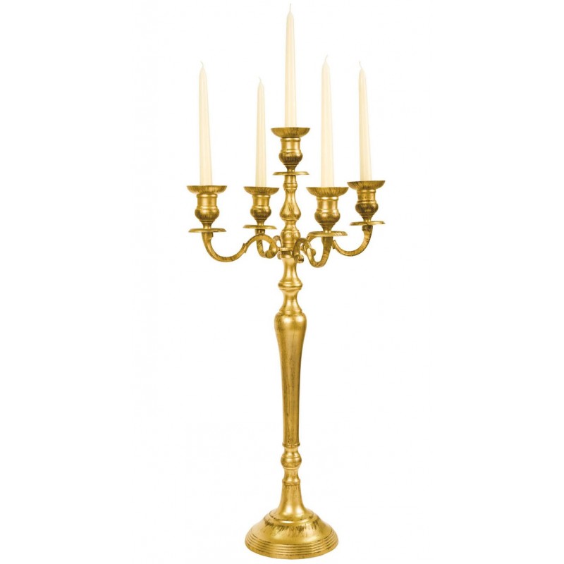 CANDELABRO 5 FIAMME ORO H 70